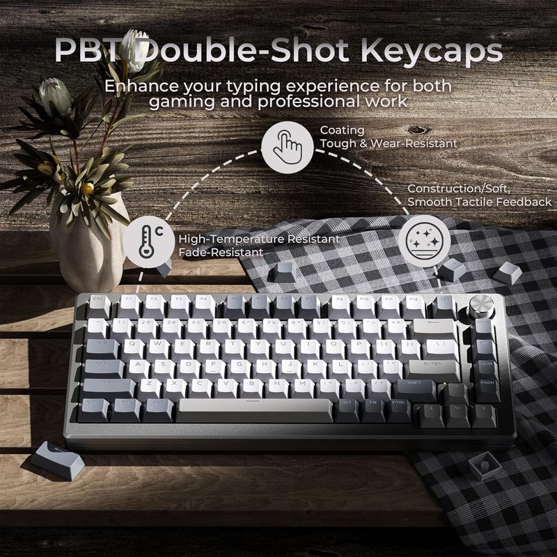 OHY XVX Shine Through Keycaps -133 Keys Cherry Profile Double Shot PBT Keycaps Compatible for 60%/75%/100% Retro Gaming Mechanical Keyboard-Milk Light Gray - Image 5